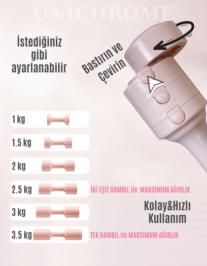 Kadınlar için Ayarlanabilir El Dambıl 5 LB Dambıl 2'li Set, 4'ü 1 Arada Küçük Dambıl Seti