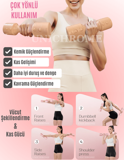 Kadınlar için Ayarlanabilir El Dambıl 5 LB Dambıl 2'li Set, 4'ü 1 Arada Küçük Dambıl Seti