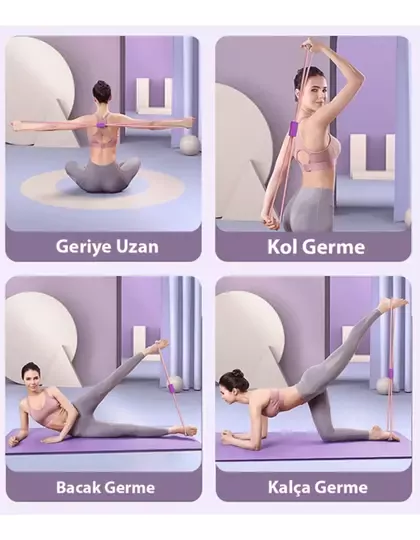 Pembe Pilates Direnç Lastiği İpi Vücut Şekillendirici Kelebek Direnç Lastiği Güç Lastiği Egzersiz