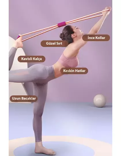 Pembe Pilates Direnç Lastiği İpi Vücut Şekillendirici Kelebek Direnç Lastiği Güç Lastiği Egzersiz