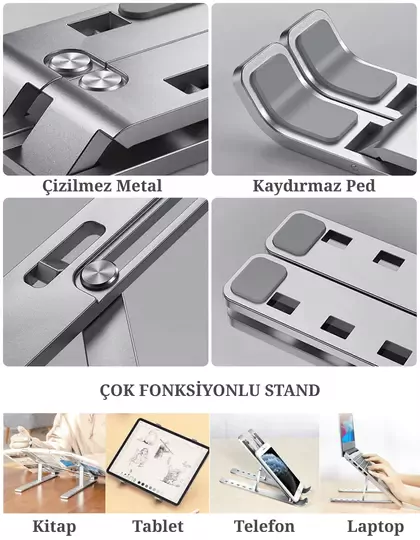 Laptop Yükseltici Stand Ayarlanabilir Macbook Notebook Tablet Altlık Metal Dizüstü Bilgisayar Tutucu