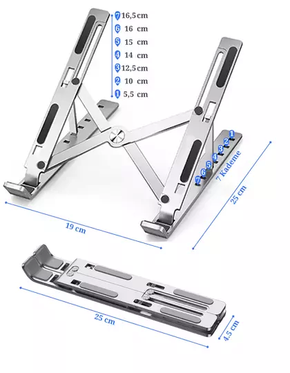 Laptop Yükseltici Stand Ayarlanabilir Macbook Notebook Tablet Altlık Metal Dizüstü Bilgisayar Tutucu