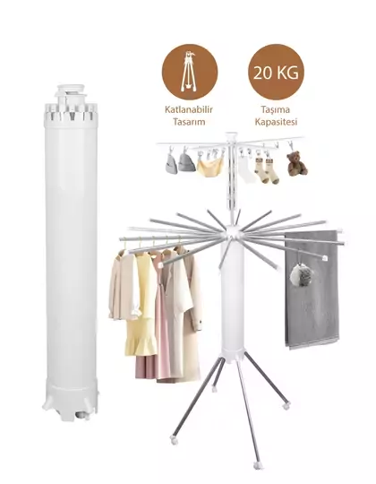 Katlanabilir Ahtapot Çamaşır Kurutma Askısı - Kule Çamaşır Askılığı Tekerlekli