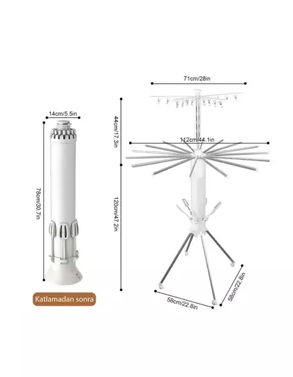 Katlanabilir Ahtapot Çamaşır Kurutma Askısı - Kule Çamaşır Askılığı Ek Ayakkabı Kurutmalığı