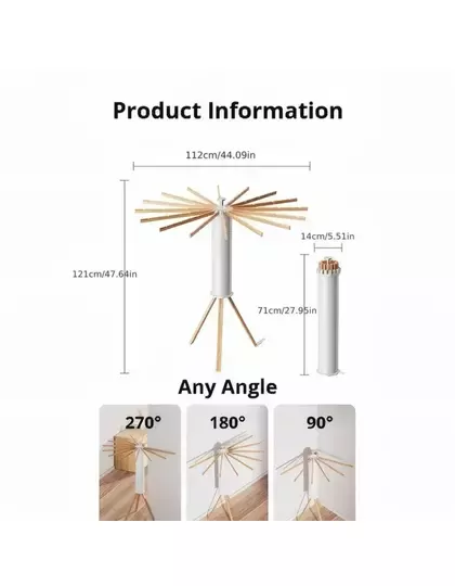 Katlanabilir Ahtapot Çamaşır Kurutma Askısı - Kule Çamaşır Askılığı Ahşap Askılık