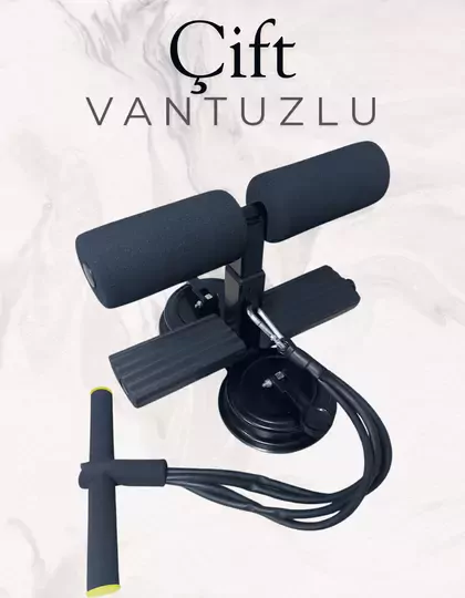 Çift Vantuzlu Mekik Çekme Metal Spor Aleti Ayak Destek Direnç Lastikli Karın Egzersizi Spor Egzersiz