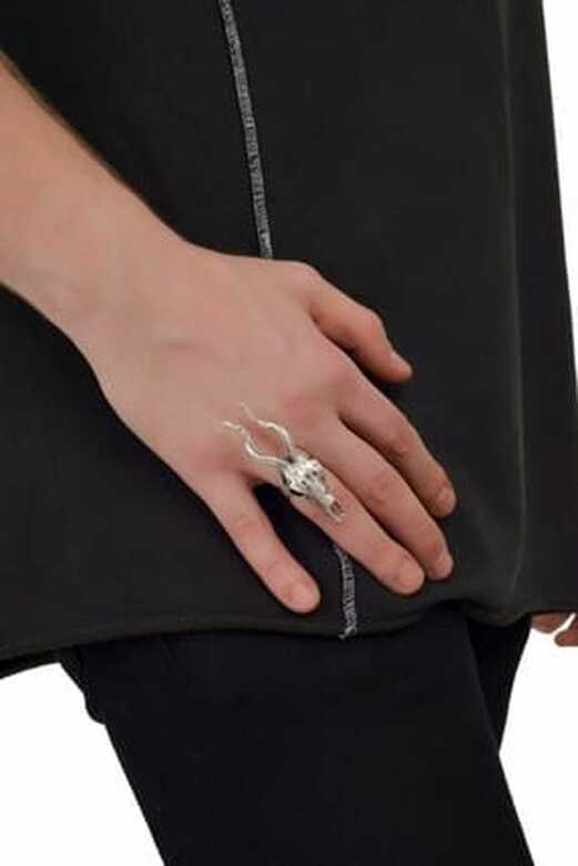 Labalaba Erkek Antik Gümüş Kaplama Addax Yüzük LBAGKERKKYZK7051