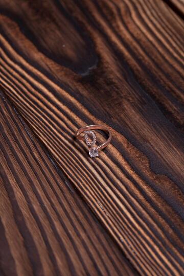 Ninova Silver Ayarlanabilir Gümüş Tek Taş ve D Harfi Yüzük NNVSLVR02127