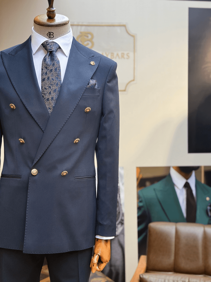 SİVRİ YAKA KRUVAZE TAKIM ELBİSE