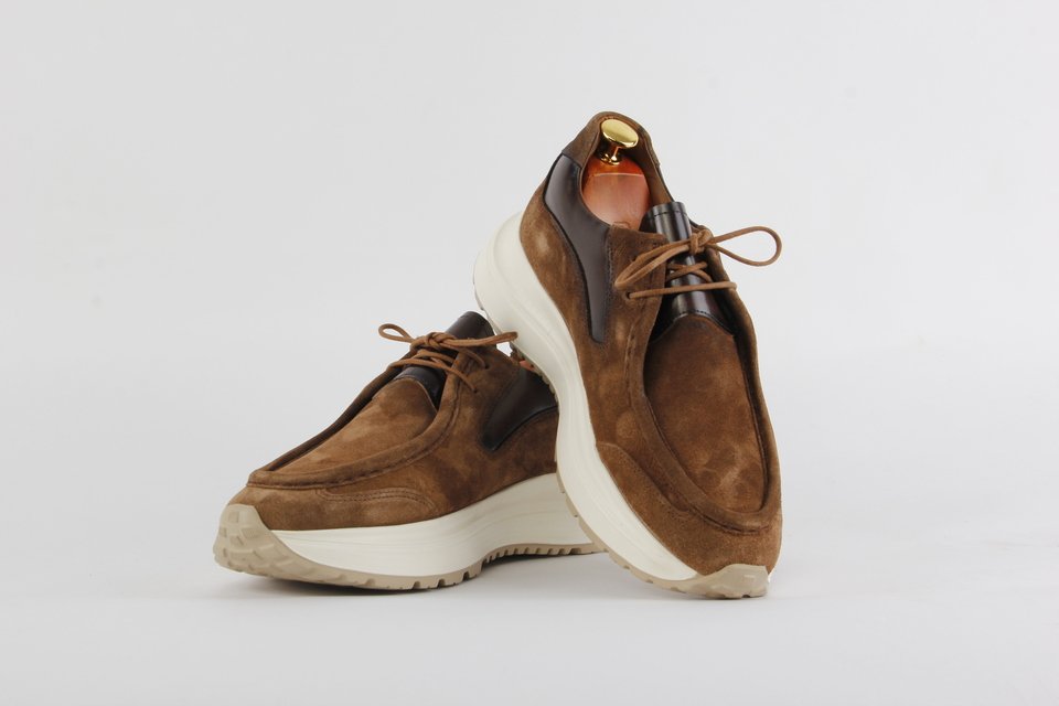 SARAÇLI DERİ SNEAKS CAMEL