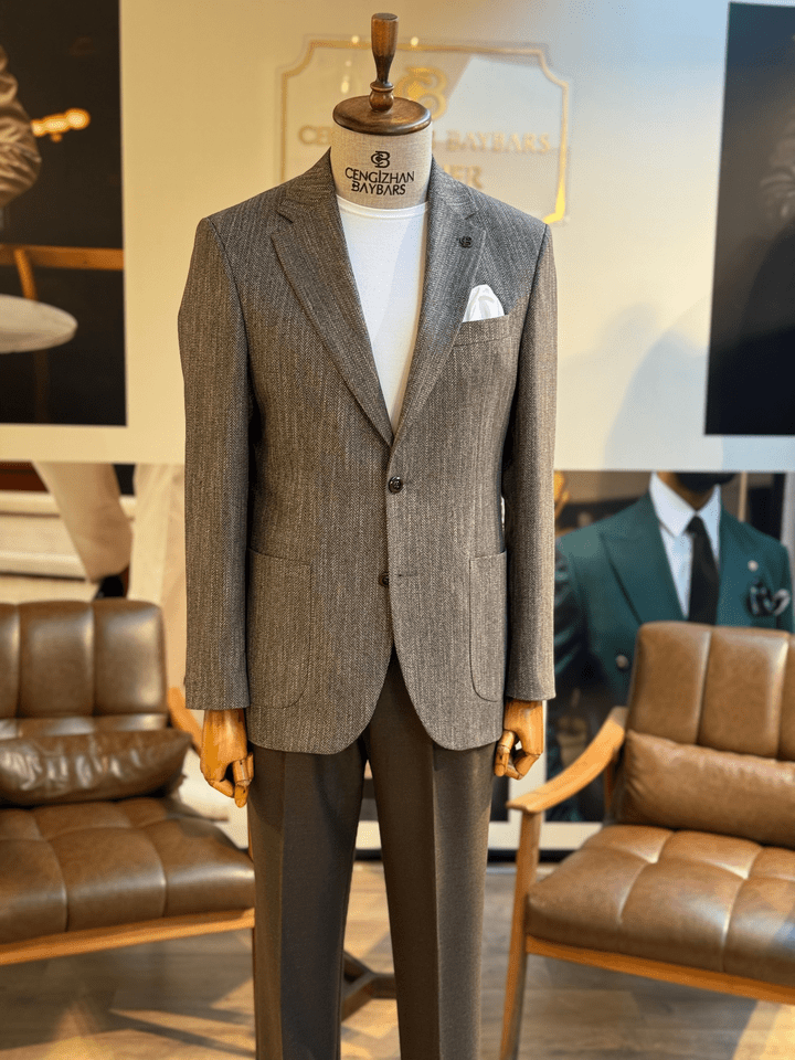 YARIM ASTARLI MONO YAKA TEK CEKET