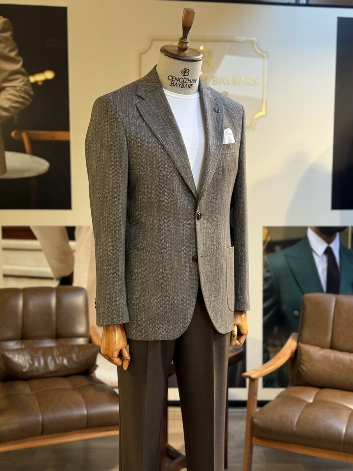 YARIM ASTARLI MONO YAKA TEK CEKET