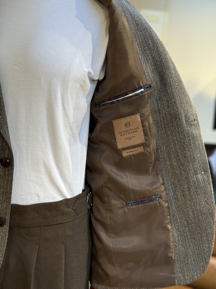 YARIM ASTARLI MONO YAKA TEK CEKET