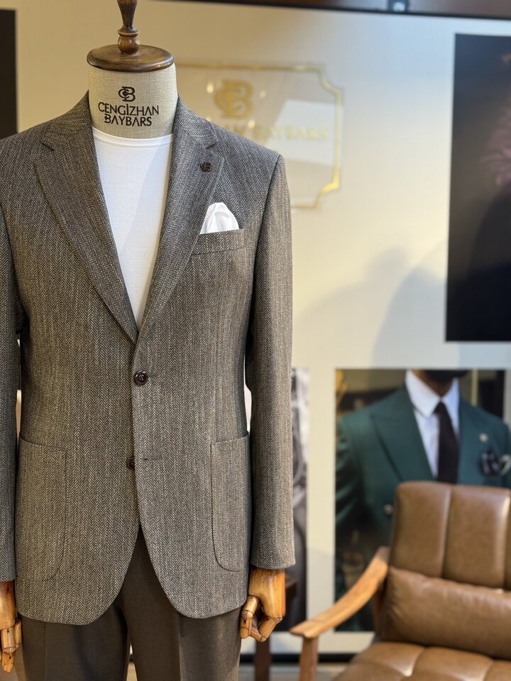 YARIM ASTARLI MONO YAKA TEK CEKET