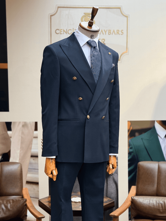 SİVRİ YAKA KRUVAZE TAKIM ELBİSE