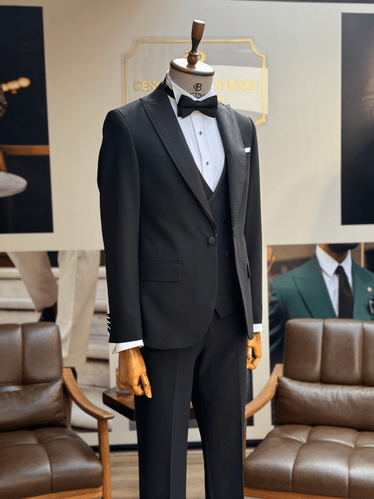 YELEKLİ SİVRİ YAKA DAMATLIK TAKIM ELBİSE