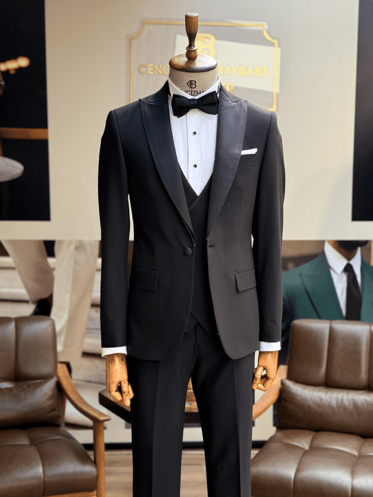 YELEKLİ SİVRİ YAKA DAMATLIK TAKIM ELBİSE