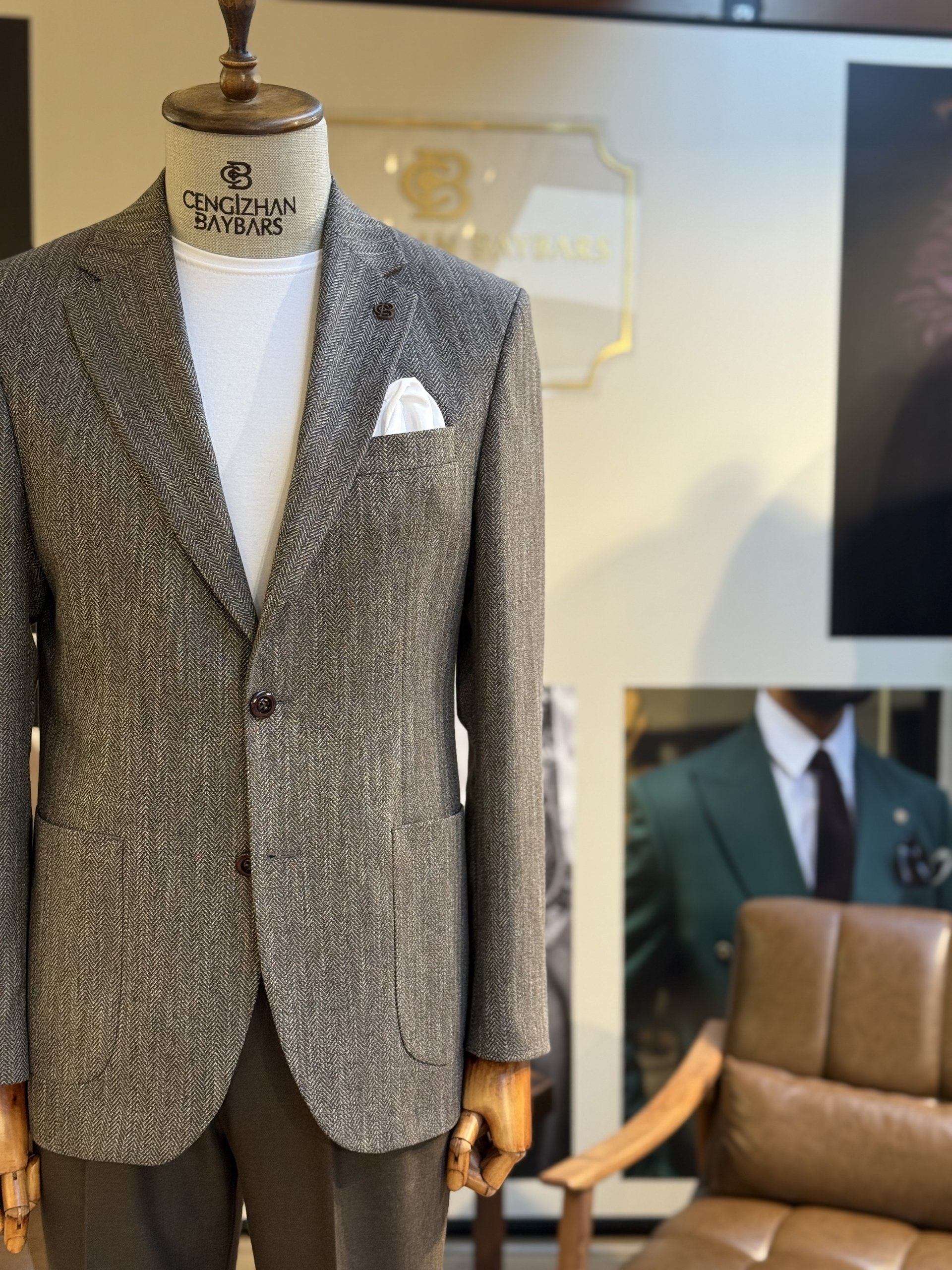 YARIM ASTARLI MONO YAKA TEK CEKET