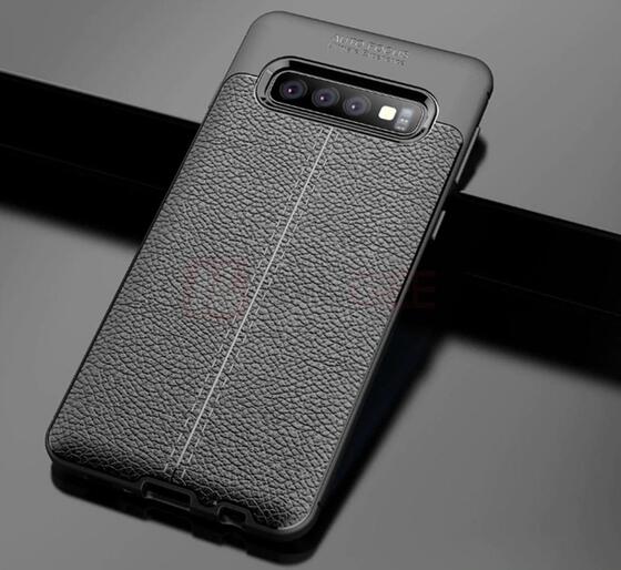 Galaxy S10 Plus Kamera Korumalı Deri Görünümlü Silikon Kılıf