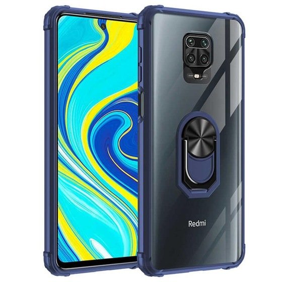 Redmi Note 9 Pro Kenarları Renkli Anti Şok Şeffaf Yüzüklü Kılıf