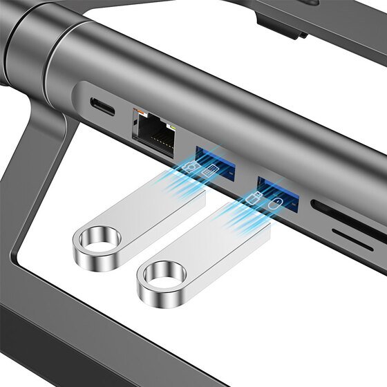 Notebook&Laptop Standı PD 3.0 Port Wiwu A821CH 8in1 Bağlantı İstasyonlu Hub PD/USB/RJ45/SD