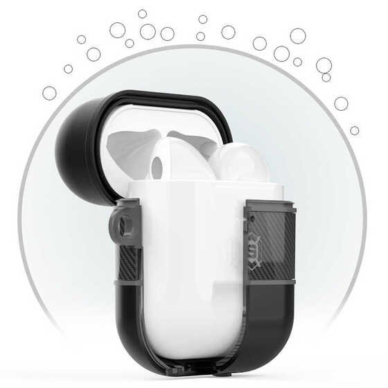 Airpods Kılıf IP68 Su Geçirmez Tam Koruma Karbon Fiber Zırh Tasarım