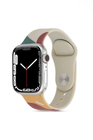 Apple Watch Ultra 49mm KRD-62 Suya Dayanıklı Renkli Desenli Silikon Kordon