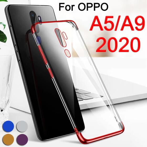 Oppo A9 2020 Köşeleri Renkli Şeffaf Kamera Korumalı Kılıf