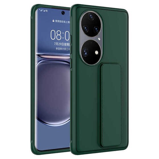 Huawei P50 Pro Kılıf Standlı Mat Yüzey Kamera Çıkıntılı İnce Tasarım Kapak