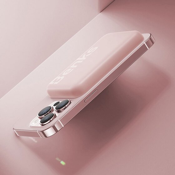 Magsafe Powerbank Benks MP10 İnce Tasarımlı Powerbank 6000mAh Pembe