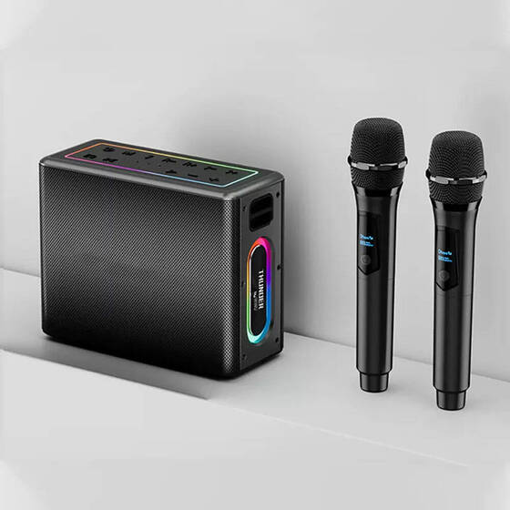 Wiwu P19 Thunder Bluetooth Speaker Hoparlör ve Karaoke Bluetooth Çift Mikrofon 12000mah-IPX4 Siyah