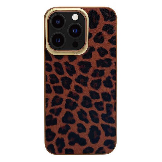 Apple iPhone 13 Pro Max Kılıf Kajsa Glamorous Serisi Leopard Combo Kapak