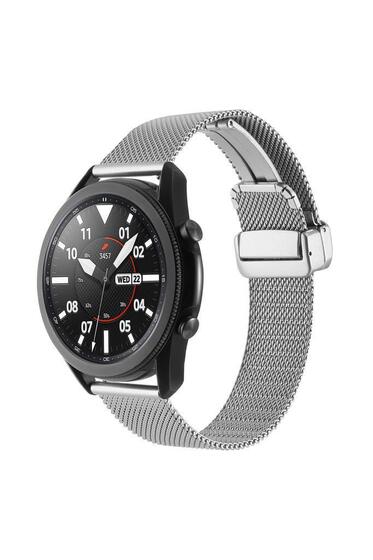 Galaxy Watch 46mm Uyumlu KRD-85 Metal Otomatik Mekanizmalı Klips Kordon