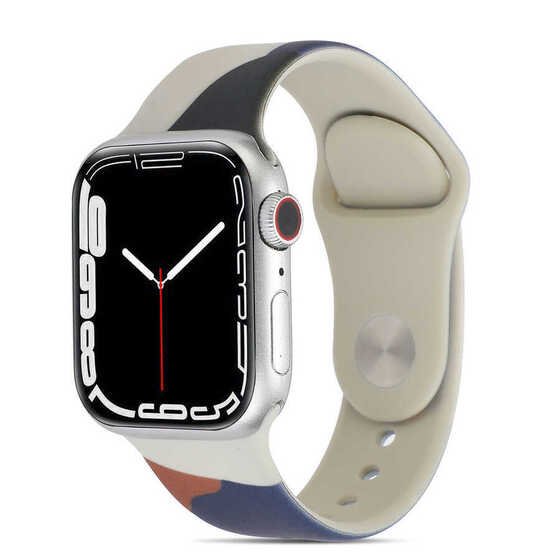 Apple Watch 38mm KRD-62 Suya Dayanıklı Renkli Desenli Silikon Kordon