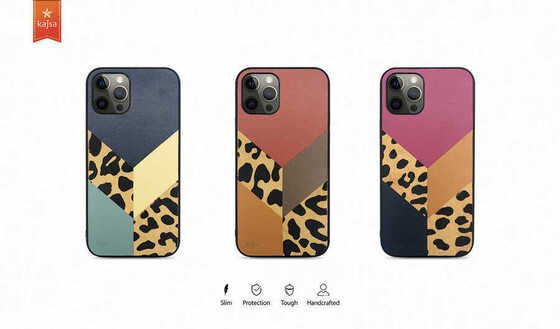 Apple iPhone 12 Kılıf Kajsa Glamorous Serisi Leopard Combo Kapak