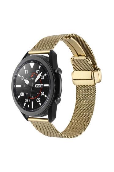 Amazfit GTR 47mm Uyumlu KRD-85 Metal Otomatik Mekanizmalı Klips Kordon