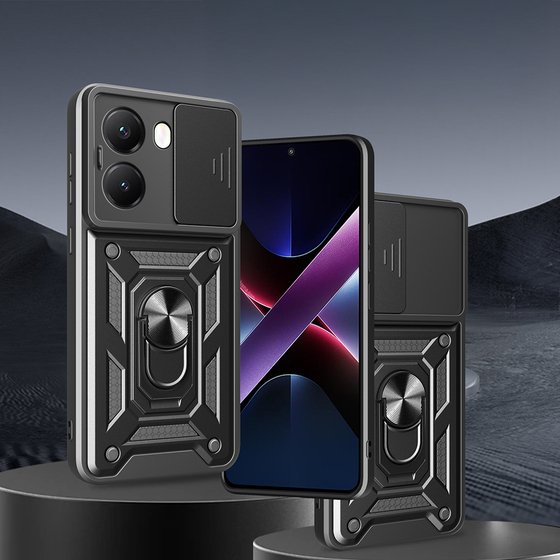 Xiaomi Poco X7 Pro Kılıf Yüzüklü Manyetik Standlı Kamera Sürgülü Armor Zırh