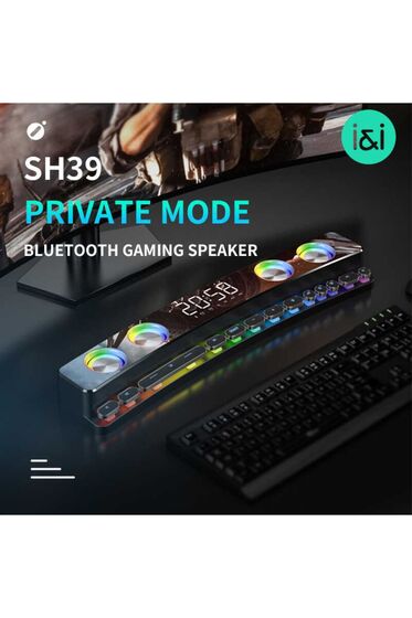 Sh39 Kablosuz Bluetooth Gaming Hoparlör Rgb Oyuncu Hoparlörü Dijital Gösterge & Mekanik Tuşlu