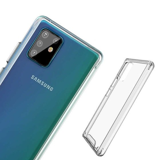 Galaxy Note 10 Lite Kenarları Silikon Yüzeyi Sert Şeffaf Kılıf