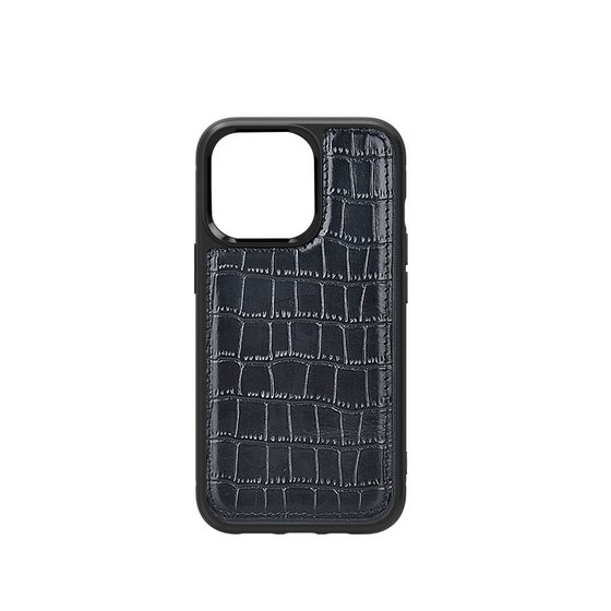 iPhone 13 Mini Uyumlu Kılıf Wiwu Croco Pattern Calfskin Orjinal Deri Kapak