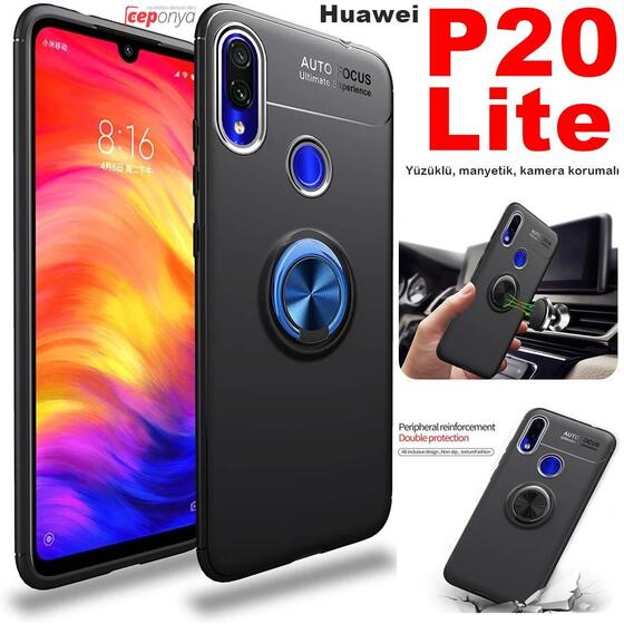 Huawei P20 Lite Kaliteli Yüzüklü Manyetik Stant Kılıf