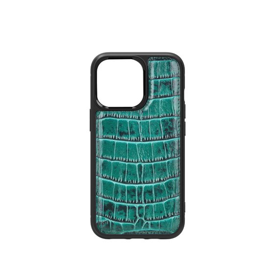 iPhone 13 Mini Uyumlu Kılıf Wiwu Croco Pattern Calfskin Orjinal Deri Kapak