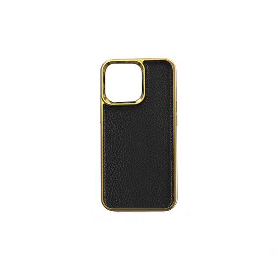 iPhone 13 Mini Uyumlu Kılıf Wiwu Genuine Leather Gold Calfskin Orjinal Deri Kapak