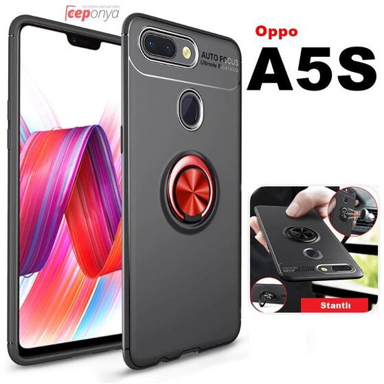 Oppo A5S Yüzüklü Standlı Manyetikli Kamera Korumalı Kılıf