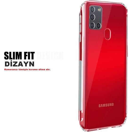 Galaxy A21S 3D Maximum Kamera Korumalı Şeffaf Silikon Kılıf