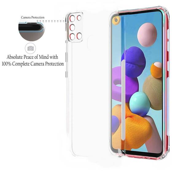 Galaxy A21S 3D Maximum Kamera Korumalı Şeffaf Silikon Kılıf