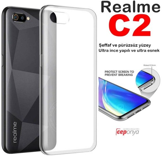 Realme C2 Ultra İnce Esnek Şeffaf Sararmaz Süper Silikon Kılıf