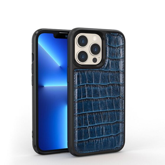 iPhone 13 Pro Max Uyumlu Kılıf Wiwu Croco Pattern Calfskin Orjinal Deri Kapak