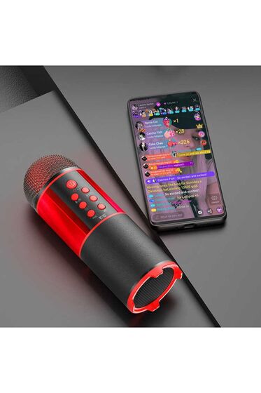 Mc12 Karaoke Mikrofon & Bluetooth Hoparlör - Ses Kaydı - Tiz / Bass / Ses / Yankı Ayarları