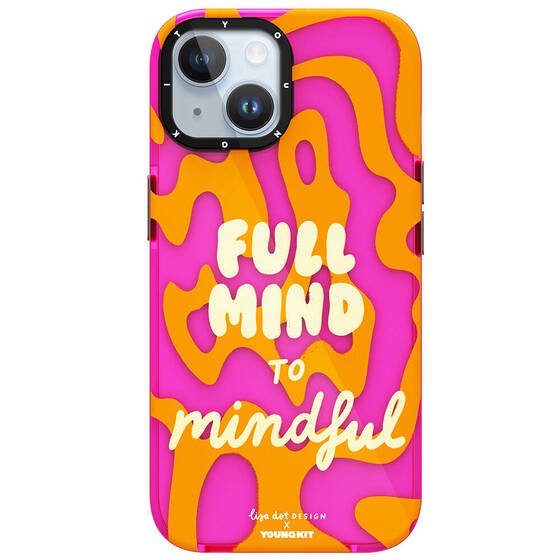 iPhone 15 Kılıf Yazı Desenli Youngkit Mindfullness Serisi Kapak Mor